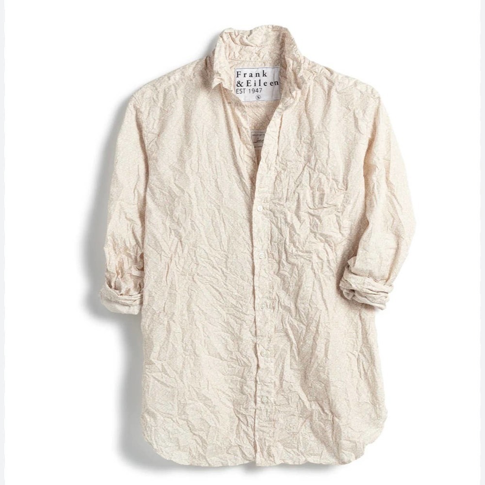 Frank & Eileen Joedy Button Up Sand Floral Shirt Long Sleeve Size XS NWOT